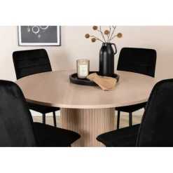 Bianca Rundt Spisebordssæt - Sort, Natur og Hvid