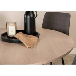 Bianca Rundt Spisebordssæt - Sort, Grå, Natur og Hvid