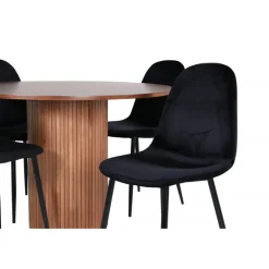 Bianca Rundt Spisebordssæt - Sort og Natur