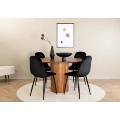 Bianca Rundt Spisebordssæt - Sort og Natur