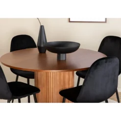 Bianca Rundt Spisebordssæt - Sort og Natur