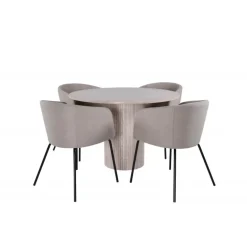 Bianca Rundt Spisebordssæt - Beige og Sort