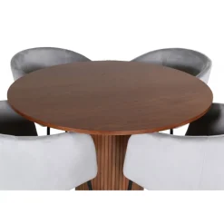 Bianca Rundt Spisebordssæt - Sort, Lysegrå og Natur