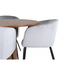 Bianca Rundt Spisebordssæt - Sort, Lysegrå og Natur