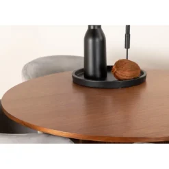 Bianca Rundt Spisebordssæt - Sort, Lysegrå og Natur