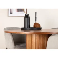 Bianca Rundt Spisebordssæt - Sort, Lysegrå og Natur