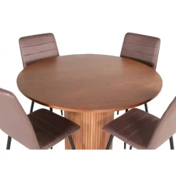 Bianca Rundt Spisebordssæt - Sort og Brun og - Natur