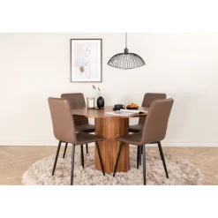 Bianca Rundt Spisebordssæt - Sort og Brun og - Natur