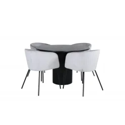 Bianca Rundt Spisebordssæt - Sort og Lysegrå