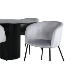 Bianca Rundt Spisebordssæt - Sort og Lysegrå