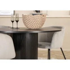 Bianca Rundt Spisebordssæt - Sort og Lysegrå