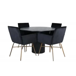 Bianca Rundt Spisebordssæt - Sort og Kobber