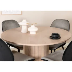 Bianca Rundt Spisebordssæt - Sort, Lysegrå, Natur og Hvid