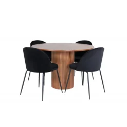 Bianca Rundt Spisebordssæt - Sort og Natur