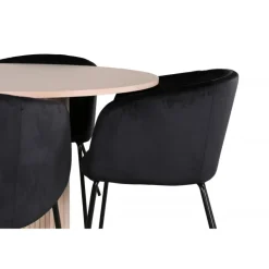 Bianca Rundt Spisebordssæt - Sort, Natur og Hvid