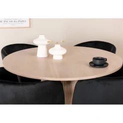 Bianca Rundt Spisebordssæt - Sort, Natur og Hvid