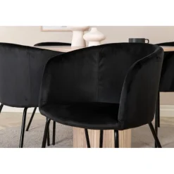 Bianca Rundt Spisebordssæt - Sort, Natur og Hvid