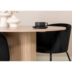 Bianca Rundt Spisebordssæt - Sort, Natur og Hvid