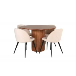 Bianca Rundt Spisebordssæt - Beige, Sort og Natur