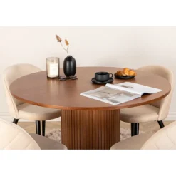 Bianca Rundt Spisebordssæt - Beige, Sort og Natur