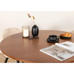 Bianca Rundt Spisebordssæt - Beige, Sort og Natur