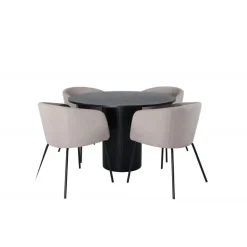 Bianca Rundt Spisebordssæt - Beige og Sort