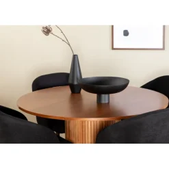 Bianca Rundt Spisebordssæt - Sort og Natur