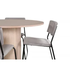 Bianca Rundt Spisebordssæt - Sort, Lysegrå, Natur og Hvid