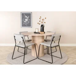 Bianca Rundt Spisebordssæt - Sort, Lysegrå, Natur og Hvid