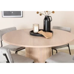 Bianca Rundt Spisebordssæt - Sort, Lysegrå, Natur og Hvid