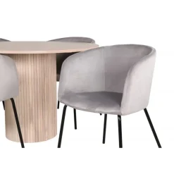 Bianca Rundt Spisebordssæt - Sort, Lysegrå, Natur og Hvid