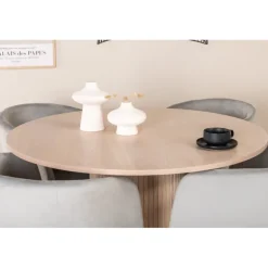 Bianca Rundt Spisebordssæt - Sort, Lysegrå, Natur og Hvid