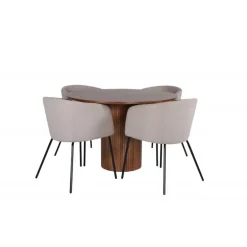 Bianca Rundt Spisebordssæt - Beige, Sort og Natur