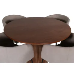 Bianca Rundt Spisebordssæt - Beige, Sort og Natur