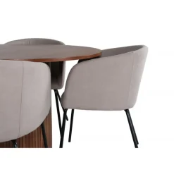 Bianca Rundt Spisebordssæt - Beige, Sort og Natur