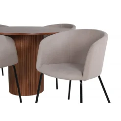 Bianca Rundt Spisebordssæt - Beige, Sort og Natur