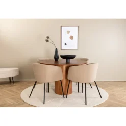 Bianca Rundt Spisebordssæt - Beige, Sort og Natur