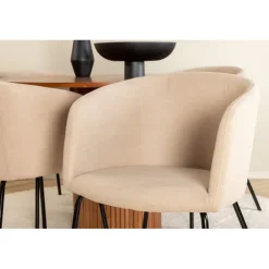 Bianca Rundt Spisebordssæt - Beige, Sort og Natur