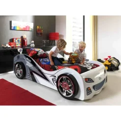 Bilseng 90 x 200 cm – hvid MDF med lamelbund