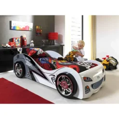 Bilseng 90 x 200 cm – hvid MDF med lamelbund