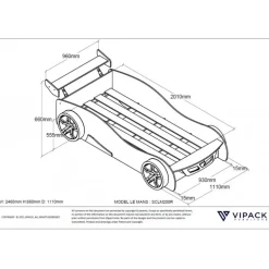 Bilseng 90 x 200 cm – rød LEMANS i MDF