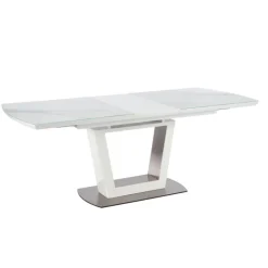 BLANCO Spisebord med udtræk, - Hvid marmor - Hvid