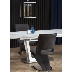 BLANCO Spisebord med udtræk, - Hvid marmor - Hvid