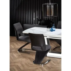 BLANCO Spisebord med udtræk, - Hvid marmor - Hvid