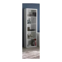 Bogreol Robin – hvid lakeret MDF og fyr, 4 hylder