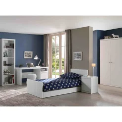 Bogreol Robin – hvid lakeret MDF og fyr, 4 hylder