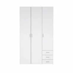 Bolmen garderobeskab 116 cm 3 låger - Hvid højglans