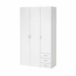 Bolmen garderobeskab 116 cm 3 låger - Hvid højglans