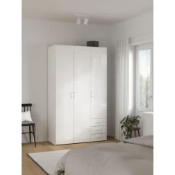 Bolmen garderobeskab 116 cm 3 låger - Hvid højglans