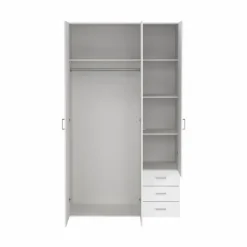 Bolmen garderobeskab 116 cm 3 låger - Hvid højglans